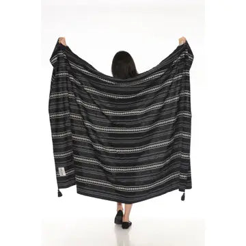 Travel Blanket Diamonds & Stars Cotton Black