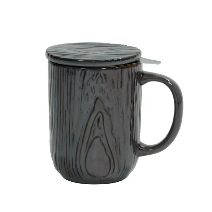Woodgrain Tea Infuser Mug Lava Gray