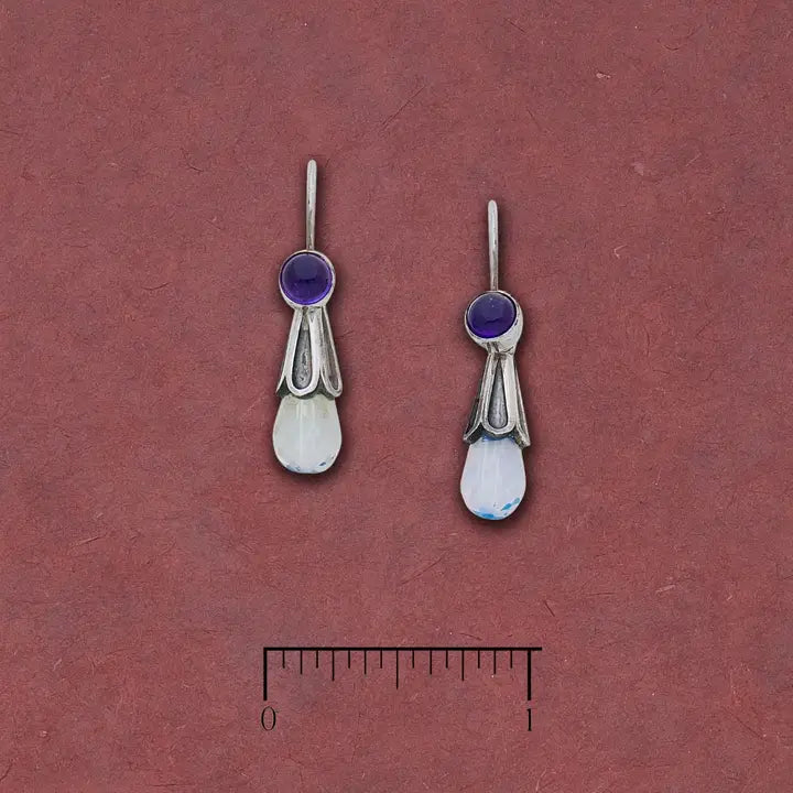 Opalite Drop & Amethyst Earrings L692