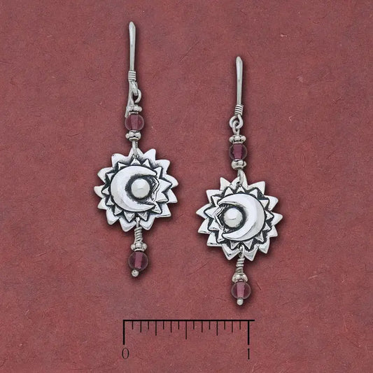 Sun & Moon Amethyst Earrings L724