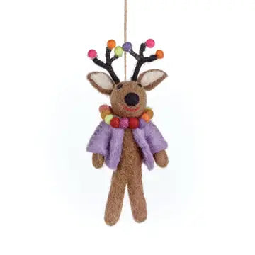 Felted Donner the Neon Reindeer Ornament