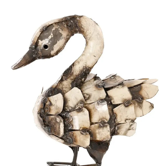 Recycled Metal Fluffy Goose Sculpture