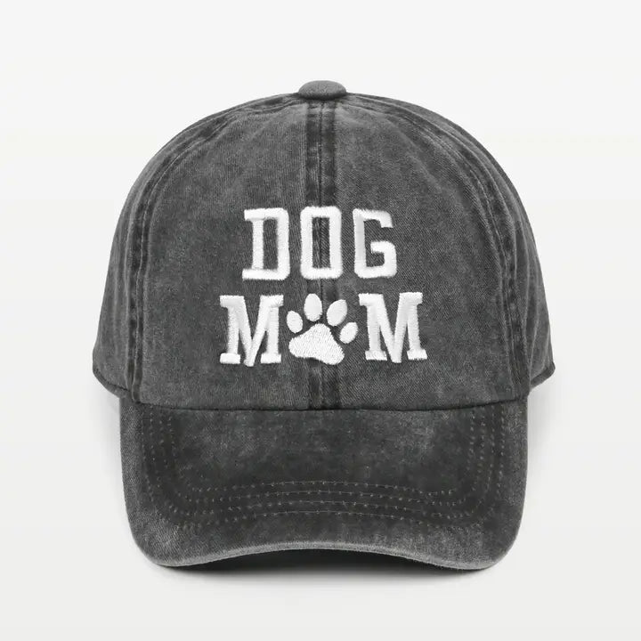 Dog Mom Embroidery Baseball Cap Black