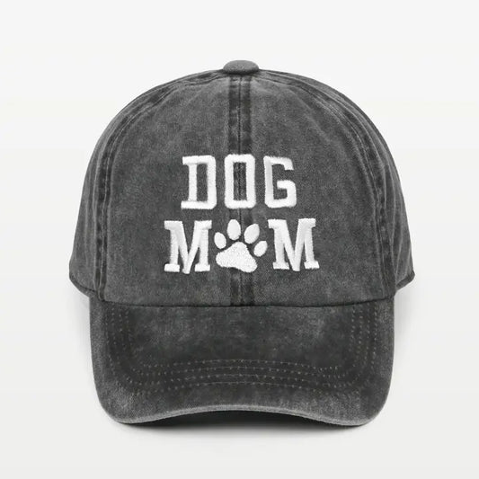 Dog Mom Embroidery Baseball Cap Black