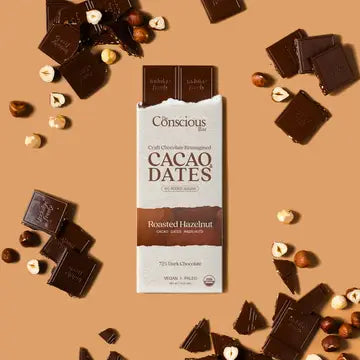Date Sweetened Dark Chocolate Bar Roasted Hazelnut