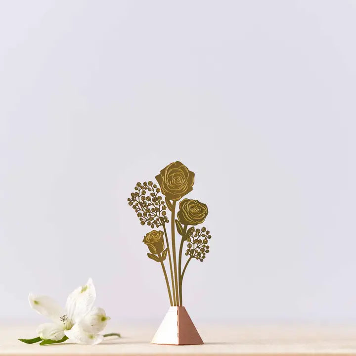 Plant Decoration Tiny Bouquet Rose in Brass