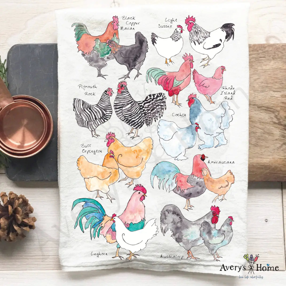 Chicken Breed Farm Dish Towel