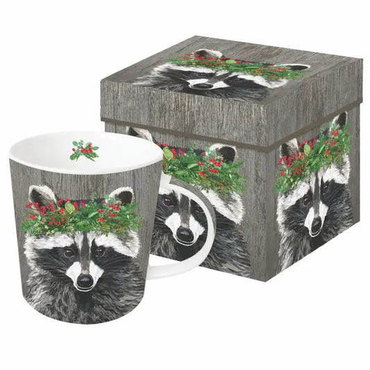 Mug in Box Winter Berry Raccoon
