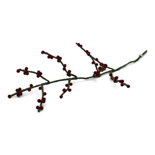 Everlasting Felted Green Branch with Red Berries