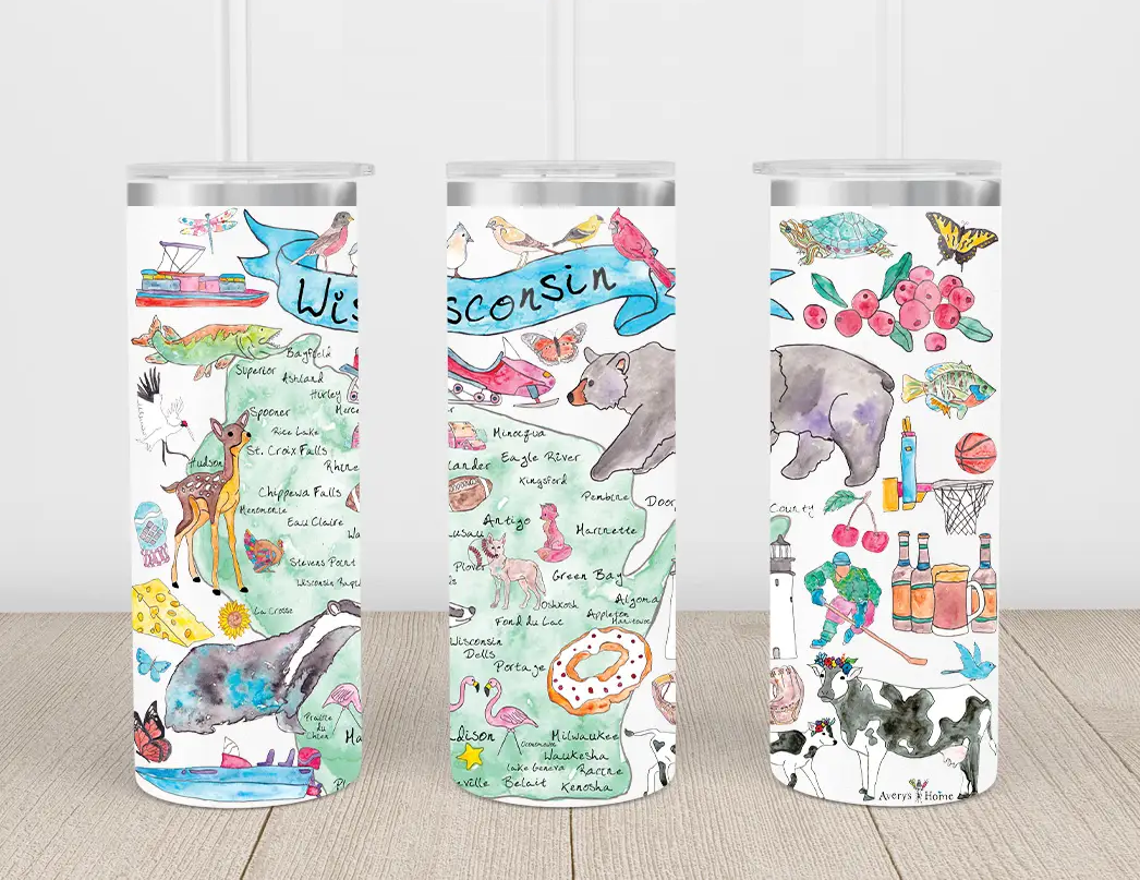 Wisconsin State Map Tumbler 20oz