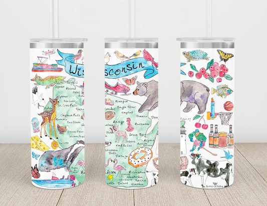 Wisconsin State Map Tumbler 20oz