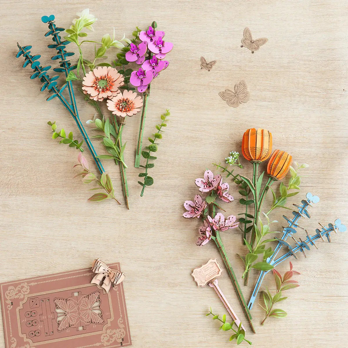 DIY Wooden Blooming Book Flower Bouquet 3D Puzzle