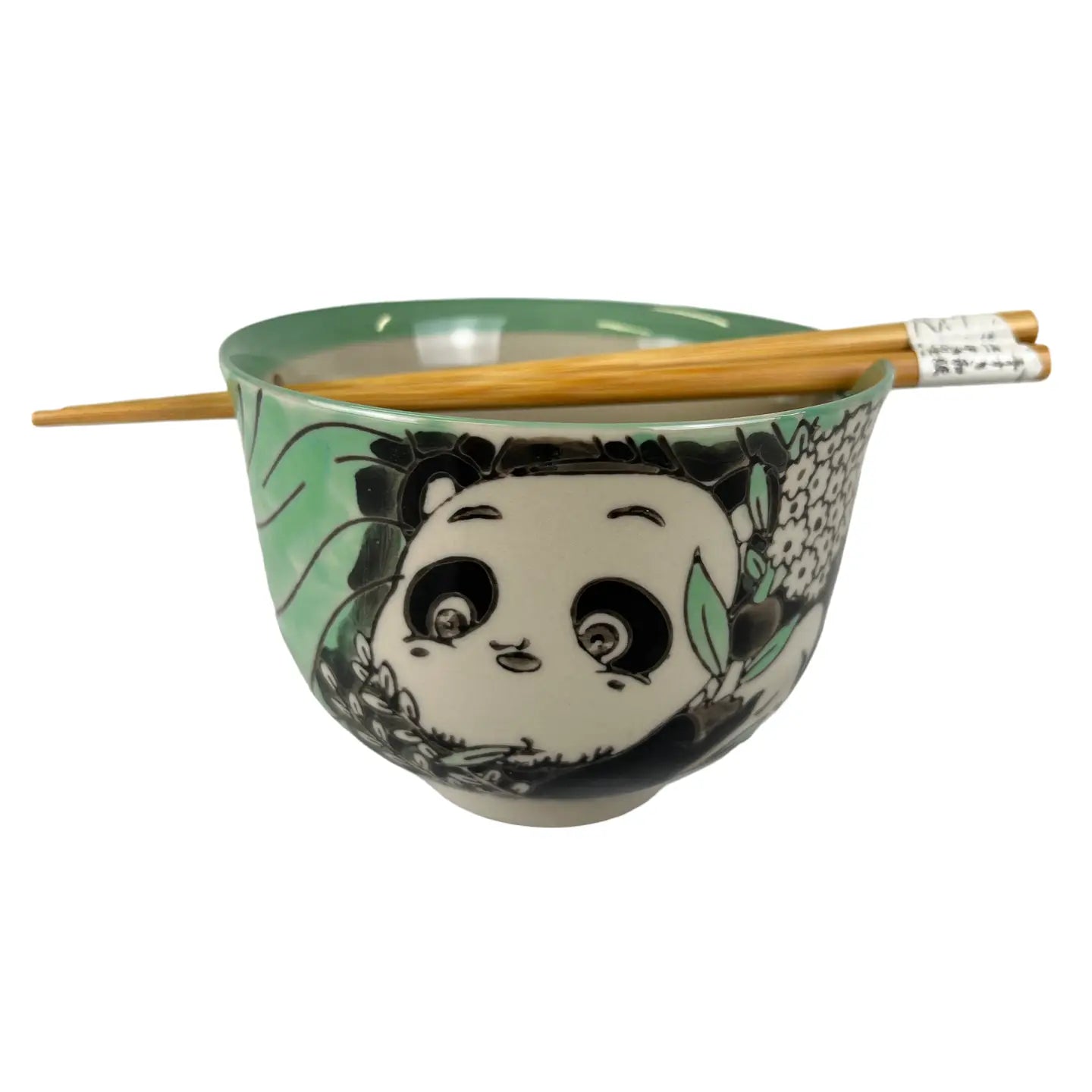 Playful Panda Design Donburi Bowl with Chopsticks Set