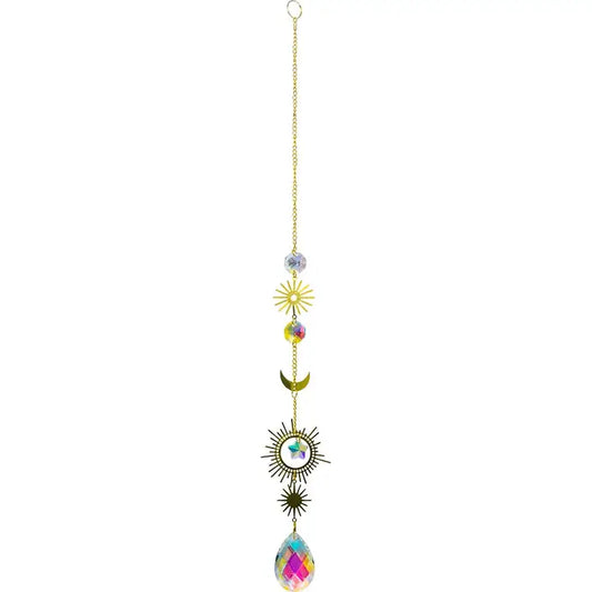 Crystal Hanging Sting Ab Crystal Drop w/ Sun & Moon