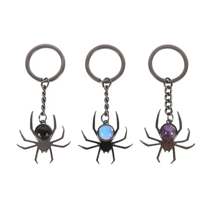 Gothic Crystal Spider Keyring