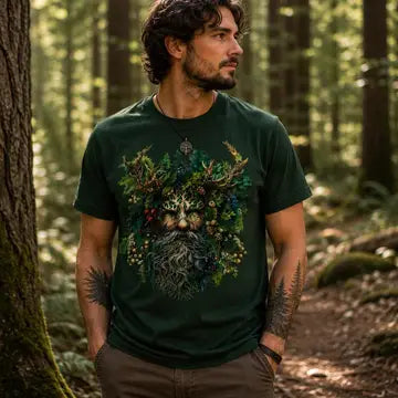 Green Man Forest Spirit Holly King T-Shirt