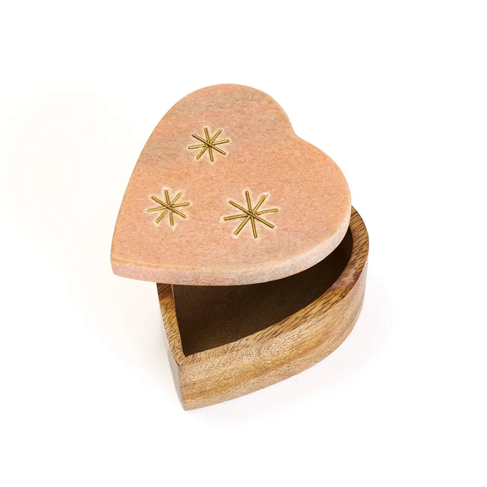 Jaipuri Heart Keepsake Box Pink Marble