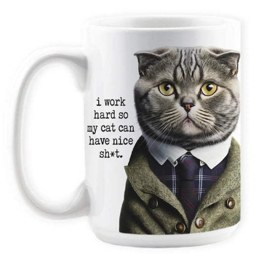 I Work Hard So My Cat Anthropomorphic Mug