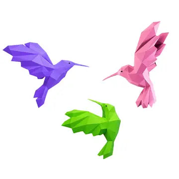 Papercraft Hummingbirds Wall Art 3D Origami