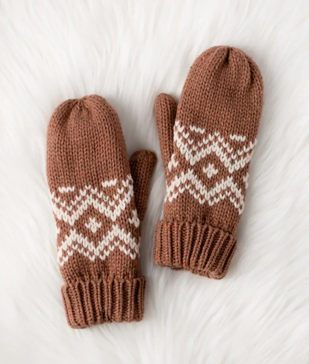 Brown & Speckled Patterned Mittens