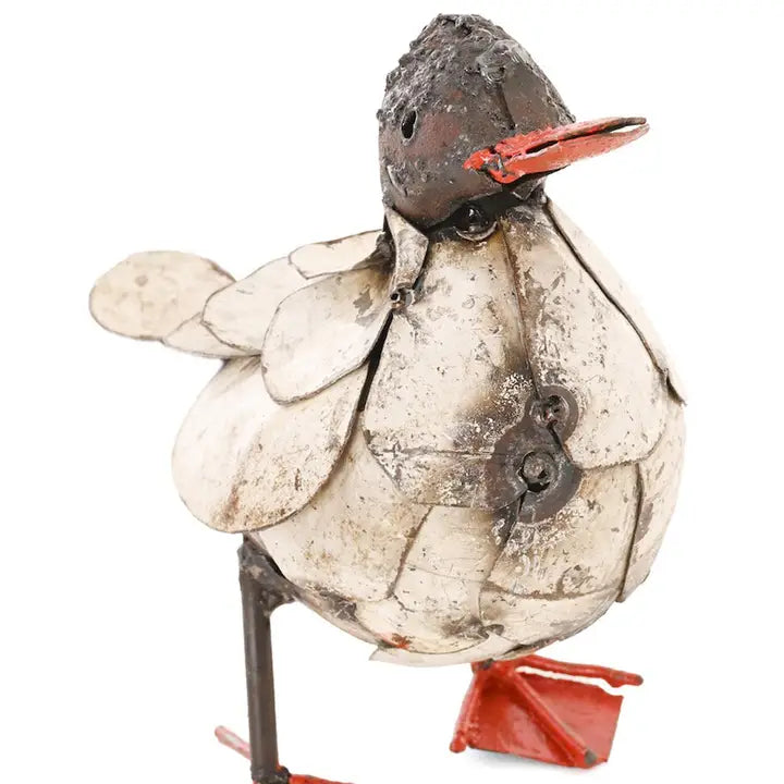 Recycled Metal Fluffy Duck Sculpture