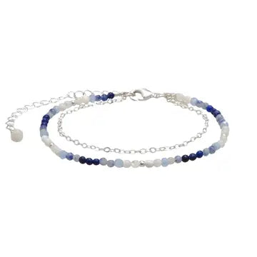 Intuition & Wisdom 2mm Layered Silver Chakra Bracelet