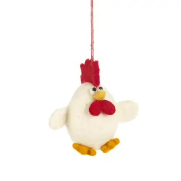 Felted Rooster Amelia Eggheart-White