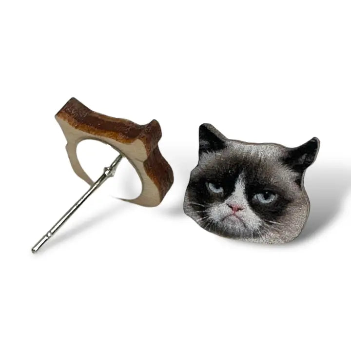 Grumpy Cat Stud Earrings
