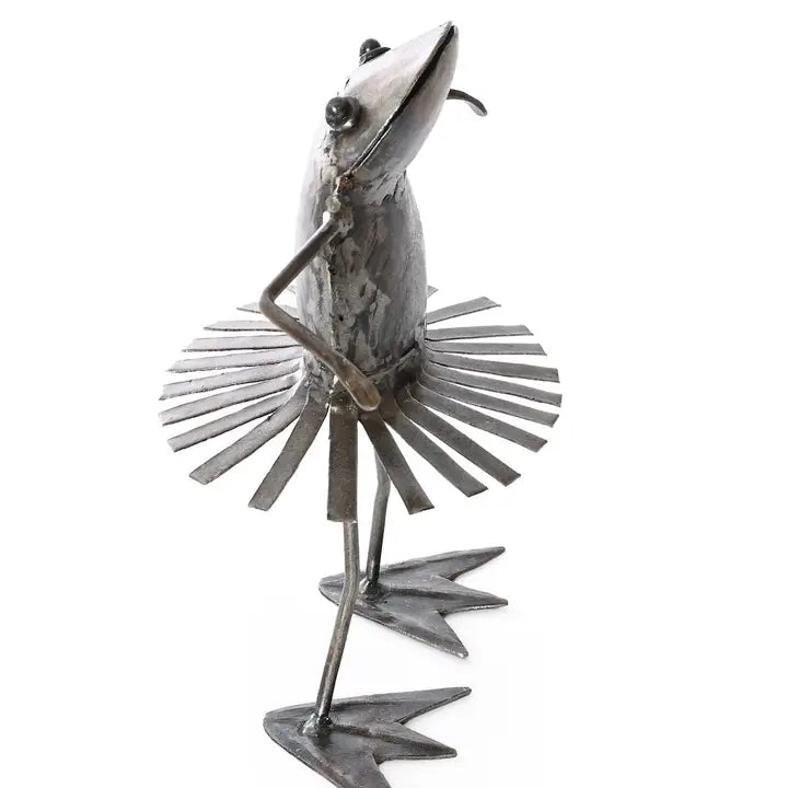 Metal Dancing Frog Sculpture