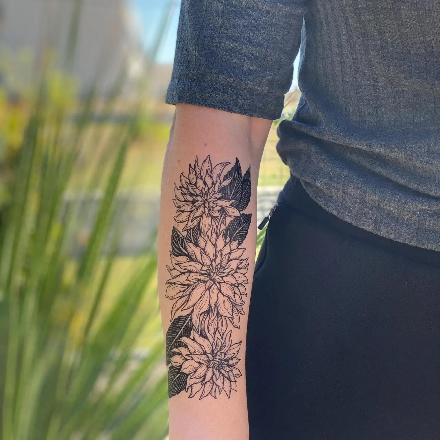 Dahlia Flower Temporary Tattoo