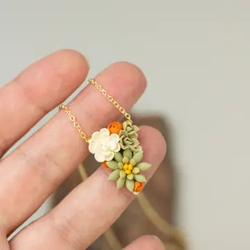 Handcrafted Succulent Necklace, Green Floral Jewelry