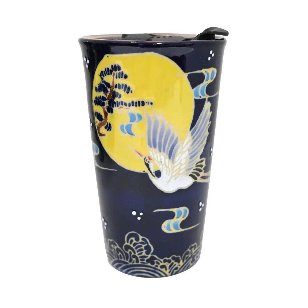 Travel Mug Porcelain 12 oz Moon Crane