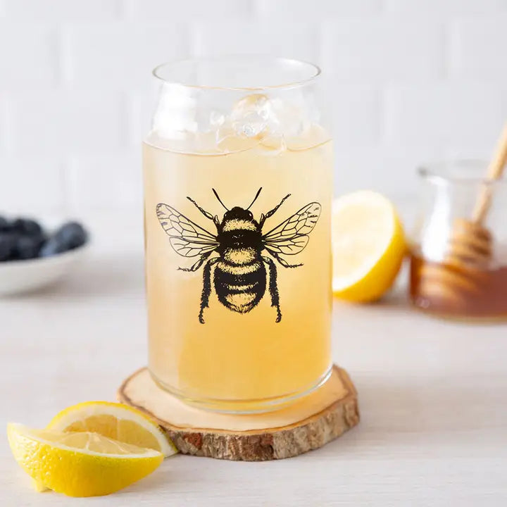 Honey Bee Beer Can Glass