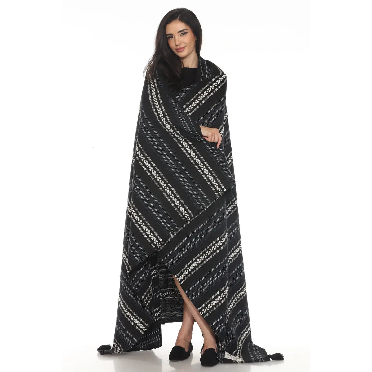 Travel Blanket Diamonds & Stars Cotton Black