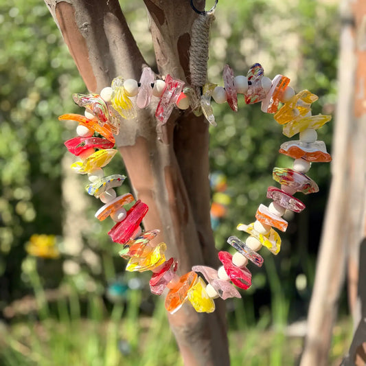 Hanging Heart Recycled Art Glass Suncatcher 12"