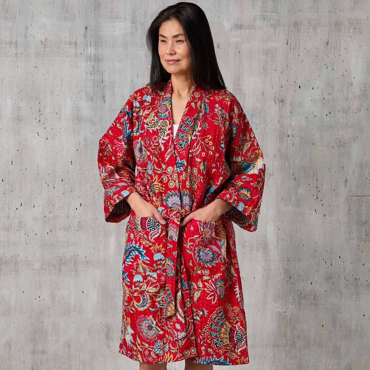 Kantha Robe Crimson Paisley