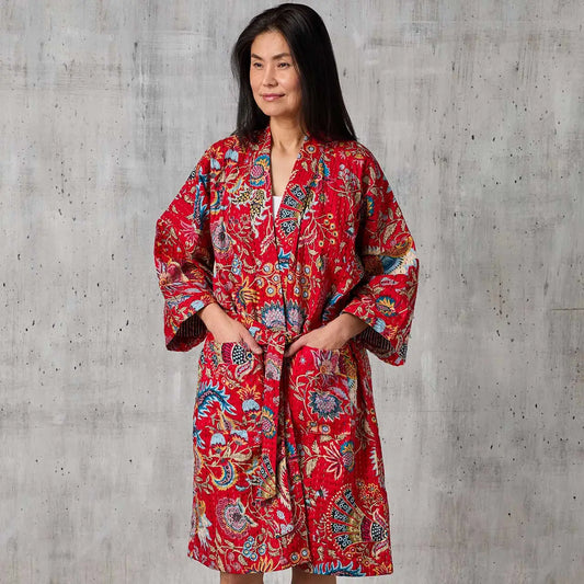 Kantha Robe Crimson Paisley