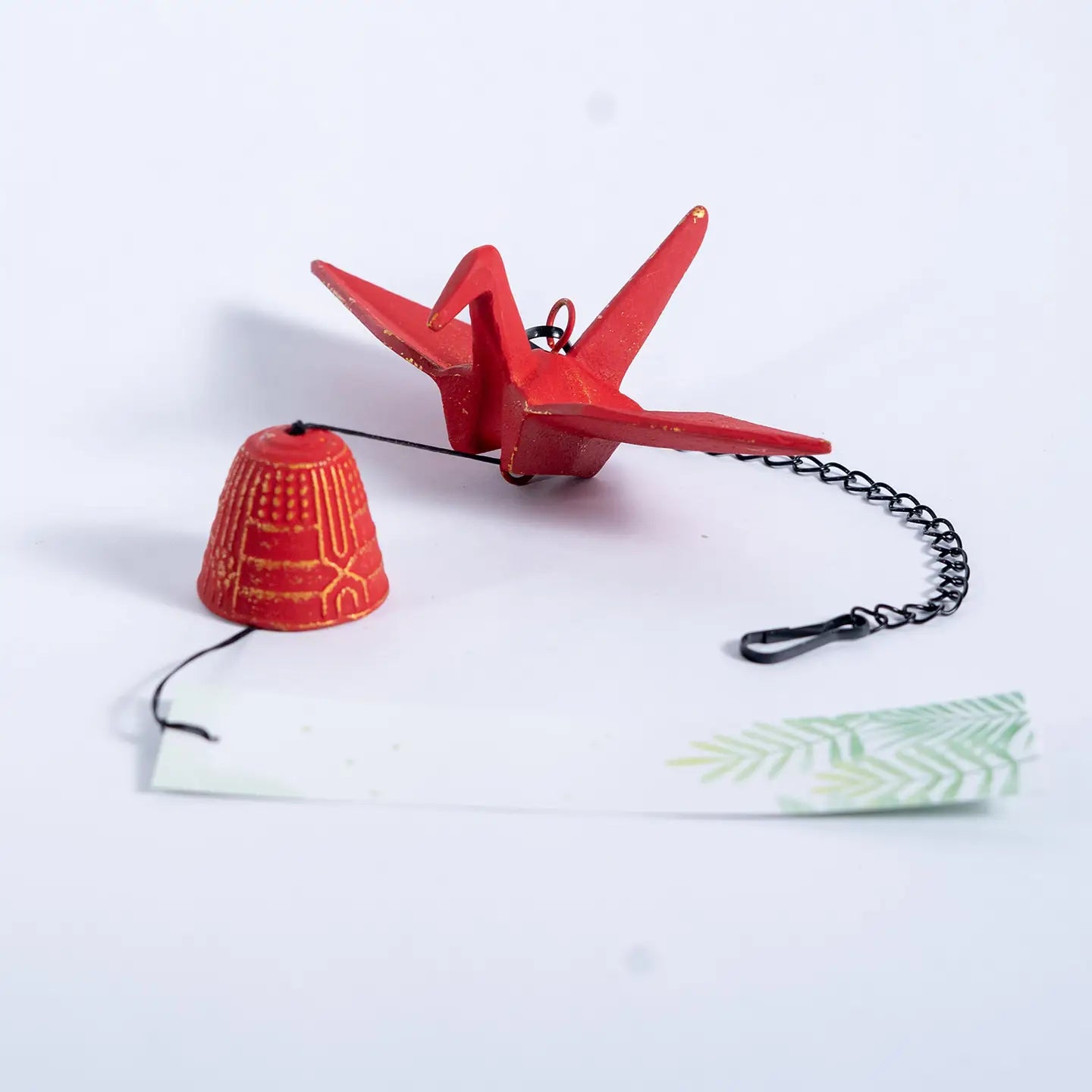 Origami Crane Furin Bell Cast Iron Windchime