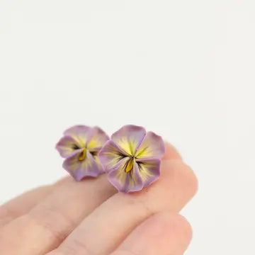 Pastel Pink Pansy Earrings Stud Earrings - Flower Jewelry