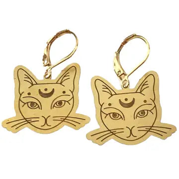 Brass Cat Earrings