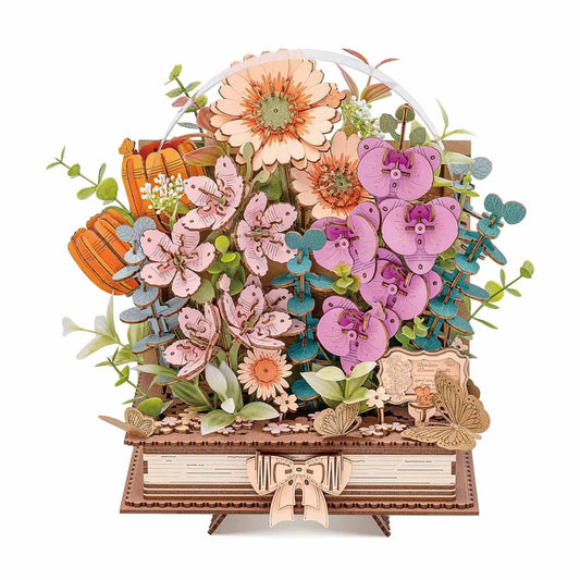 DIY Wooden Blooming Book Flower Bouquet 3D Puzzle