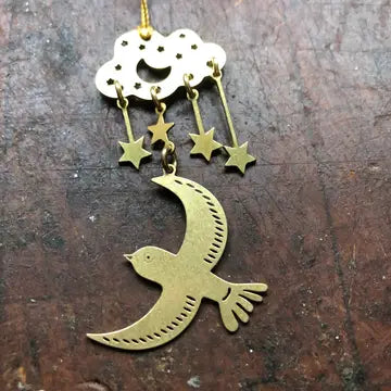 To The Moon Brass Ornament