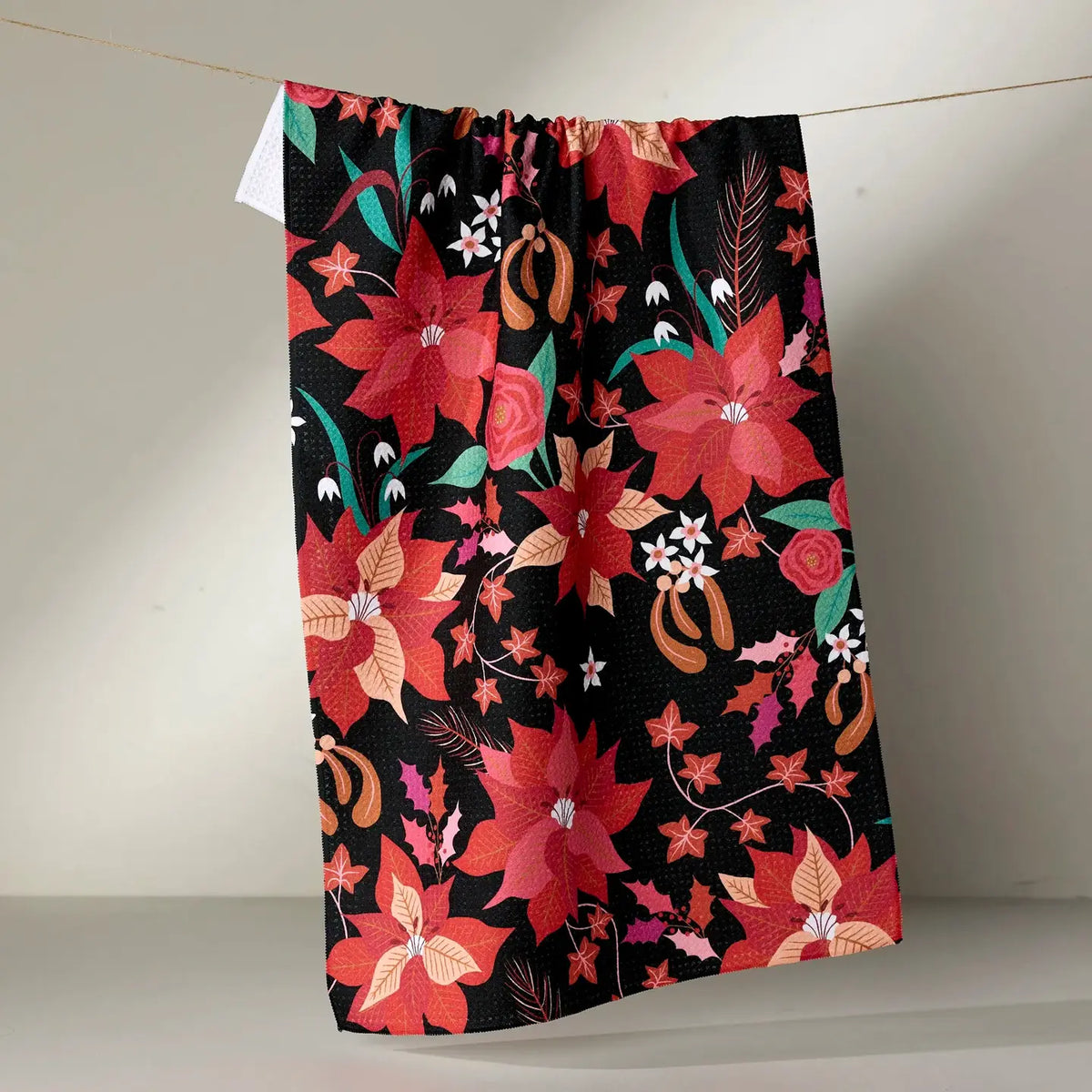Geometry Tea Towel: Poinsettia