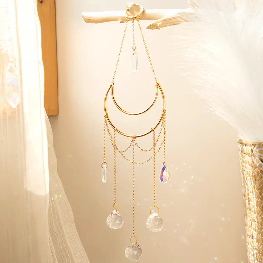 Clear Quartz Upward Moon Suncatcher Crystal Prism