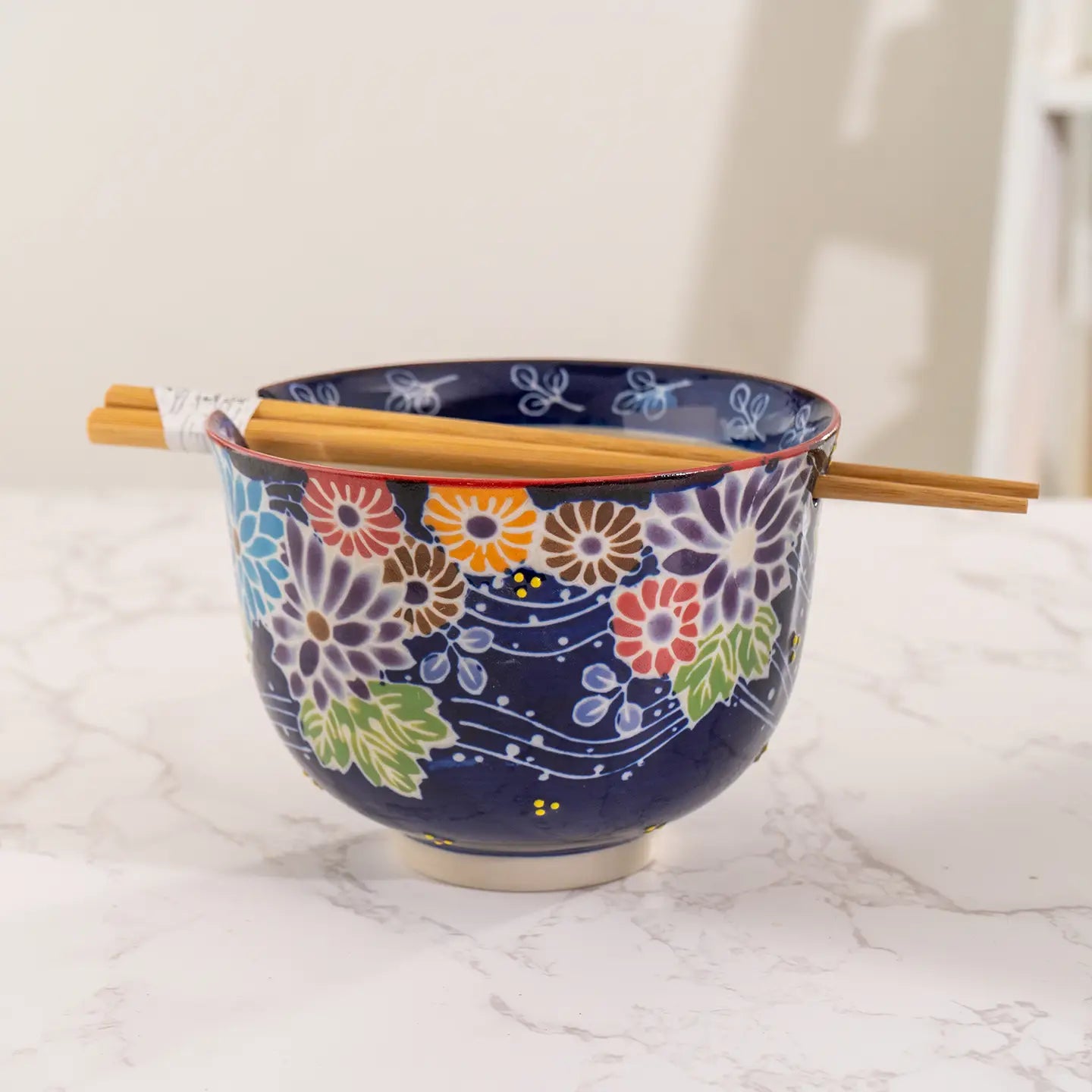 Flora Mix Design Bowl with Chopsticks set