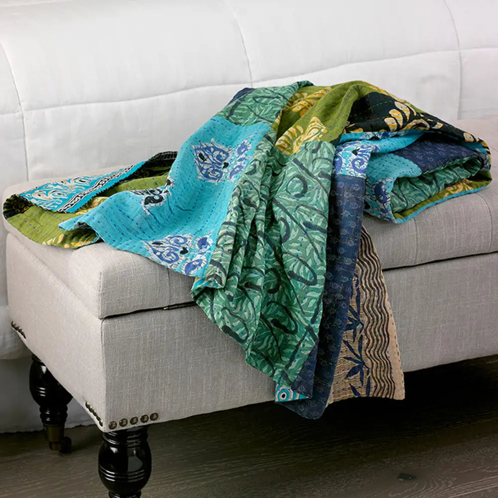 Kantha Patchwork Cool Square Throw