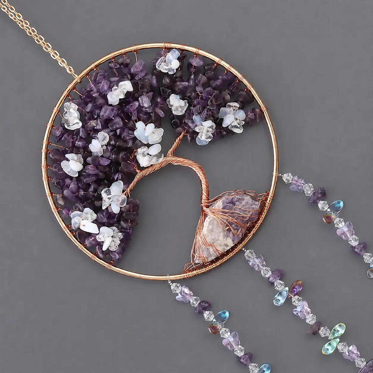 Blooming Tree of Life Amethyst Crystal Suncatcher