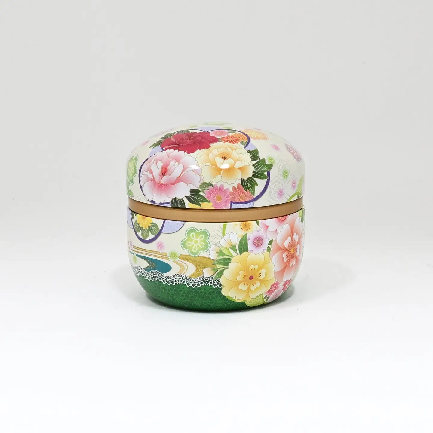 Tea Leaves Container 3.5oz Floral Green JP