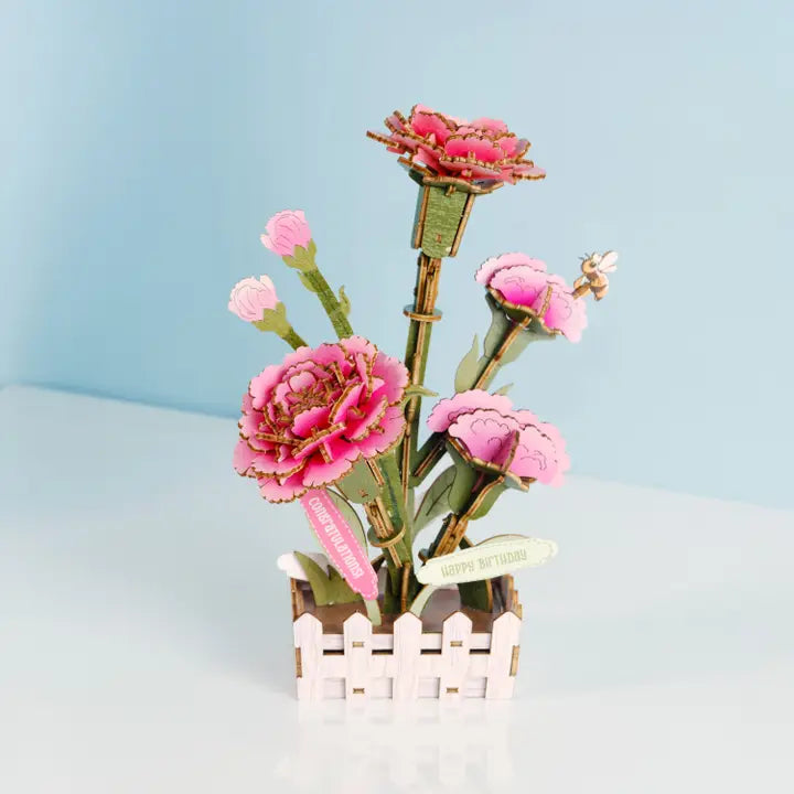 DIY Wooden Puzzle: Carnation Bloom Set