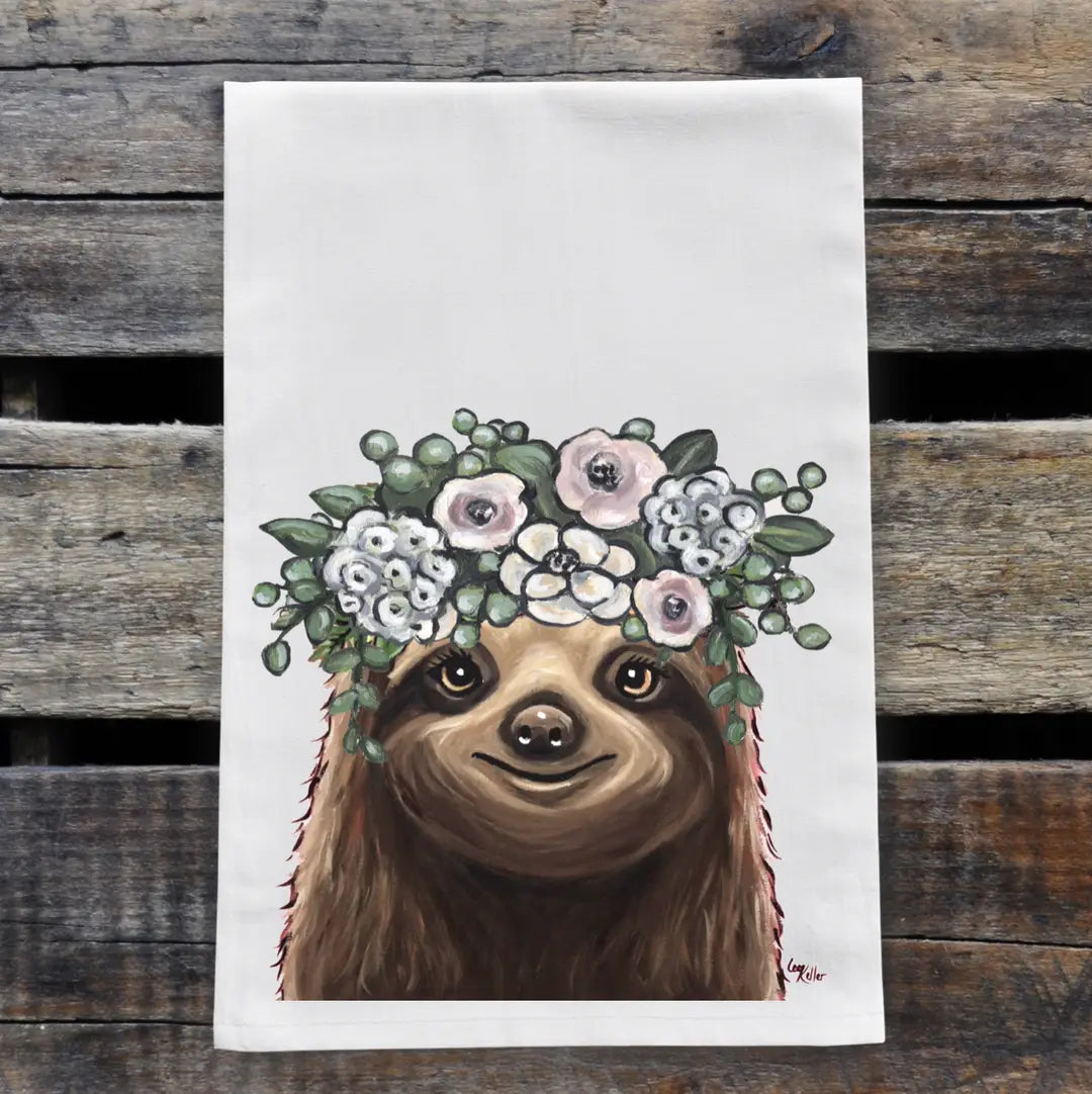 Sloth Tea Towel Flower Crown